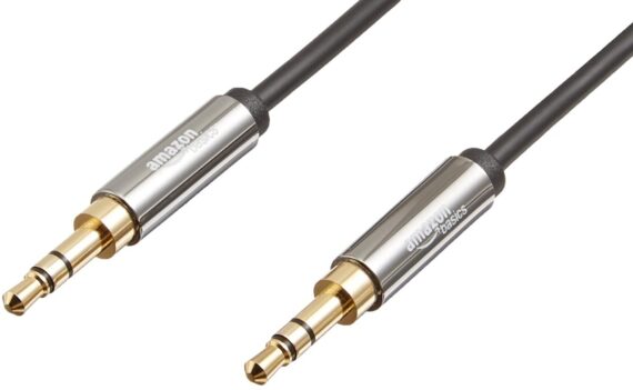 Stereo Audio Aux Cable AmazonBasics 3.5 mm Male to Male Stereo Audio Aux Cable, 4 Feet, 1.2 Meters