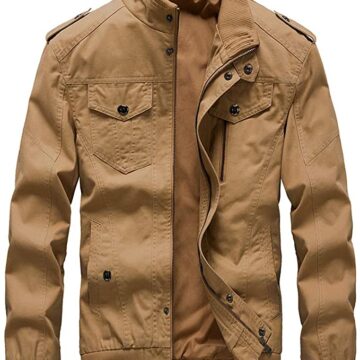 Mens Winter Zip Jacket Cotton Military Jackets Outdoor Full Zip Army Coat