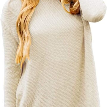 Womens Long Sleeve Sweater MEROKEETY Women's Long Sleeve Oversized Crew Neck Solid Color Knit Pullover Sweater Tops