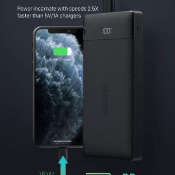 RAVPower Portable Charger RAVPower Portable Charger 20000mAh PD 3.0 Power Bank QC 3.0 18W USB C External Battery Pack Tri-input and Tri-output Cell Phone Charger Battery for iPhone, Samsung Galaxy and More