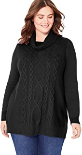 Womens Turtleneck Long Sleeve Woman Within Women's Plus Size Turtleneck Cable Long Sleeve Sweater Pullover