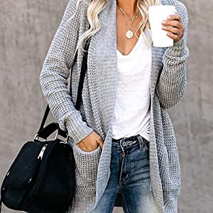 Womens Open Front Cardigan Xpreen Womens Long Sleeve Open Front Cardigan Casual Lightweight Waffle Knit Sweaters Outerwear with Pockets