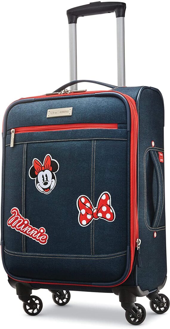 American Tourister Disney Softside Luggage with Spinner Wheels, Minnie Mouse Denim, Carry-On 21-Inch