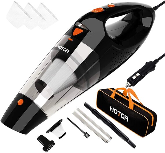 Car Vacuum Cleaner High Car Vacuum Cleaner High Power, HOTOR Vacuum Cleaner for Car, DC 12V Portable Handheld Auto Vacuum for Car Use Only, The Best Car Vacuum – Black & Orange