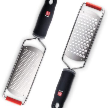 Handheld Coarse Cheese Grater DI ORO 2-Piece Kitchen Grater Set – Handheld Coarse Cheese Grater and Fine Lemon Zester – Effortlessly Grates All Food Types and Cleans Easy – Ergonomic Comfort Grip and Razor Sharp Stainless Steel