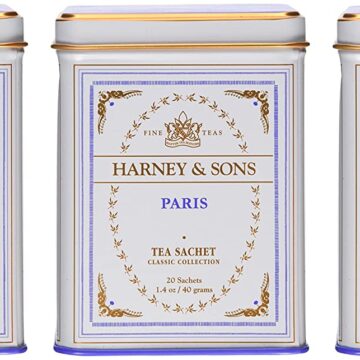 Paris Black Tea Sachet Harney & Sons Paris Black Tea Sachet Collection, All Natural - Classic Tin of 20 Sachets, 1.4 Ounce - 3-Pack