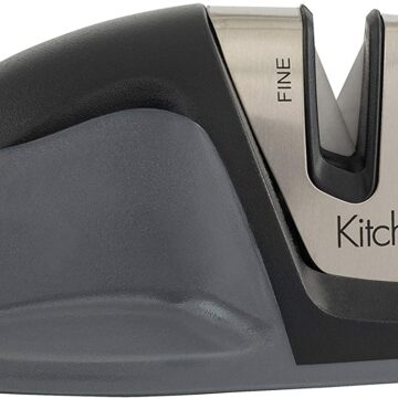Black Stage Knife Sharpener KitchenIQ 50009 Edge Grip 2-Stage Knife Sharpener, Black