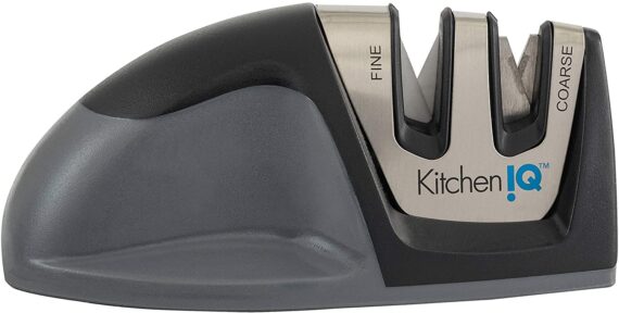 Black Stage Knife Sharpener KitchenIQ 50009 Edge Grip 2-Stage Knife Sharpener, Black