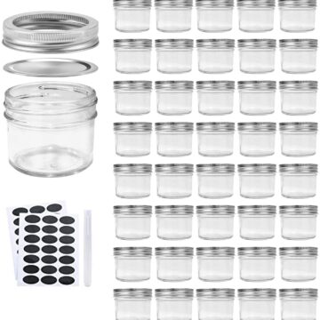 4oz / 120ml Mason Jars Glass Jelly Jars, Canning Jars With Regular Lids, Ideal for Honey,Jam,Baby Foods,Wedding Favors,Shower Favors, 40 Pack