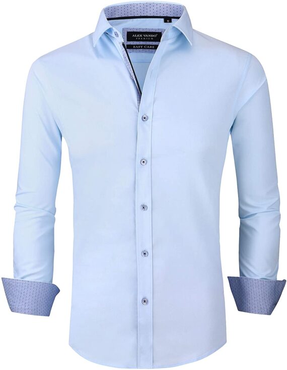 Men`s Wrinkle Dress Shirts Alex Vando Mens Dress Shirts Wrinkle Free Regular Fit Stretch Bamboo Men Shirt
