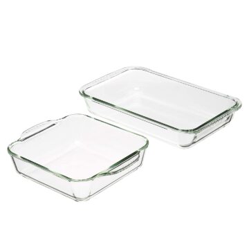 Amazon Basics Glass Square and Oblong Oven Safe Baking Dishes, Set of 2
