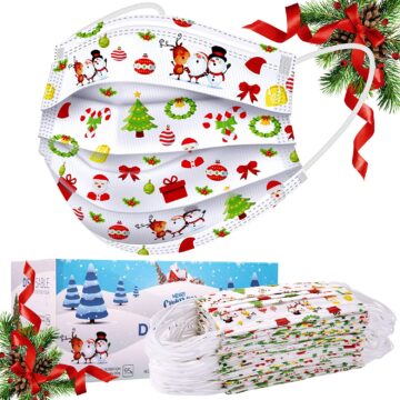 Mask-Christmas adult-White Disposable Face Masks, Face Masks of 50 Pack Disposable Mask-Christmas adult-White