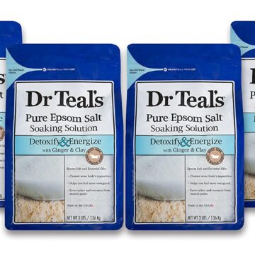 Epsom Salt Soaking Solution Dr Teal's Epsom Salt Soaking Solution, Detoxify & Energize, Ginger & Clay, 4 Count - 3lb Bags, 12lbs Total