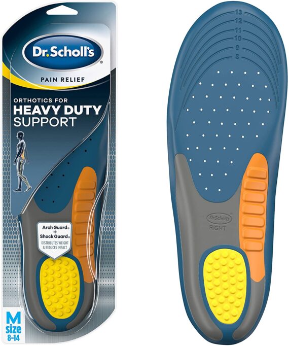 Dr. Scholl's Heavy Duty Support Pain Relief Orthotics, Designed for Men over 200lbs with Technology to Distribute Weight and Absorb Shock with Every Step (for Men's 8-14)