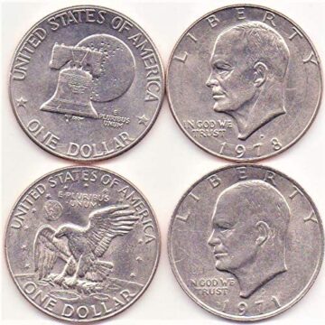 DOLLARS SET OF 4 DIFFERENT DATES EISENHOWER (IKE) DOLLARS SET OF 4 DIFFERENT DATES BETWEEN 1971-1978