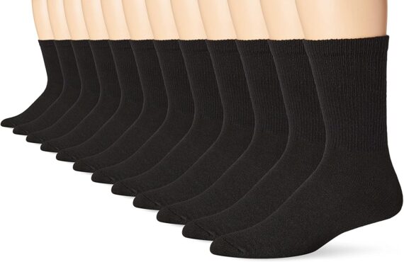 Hanes Men's 12-Pack FreshIQ Odor Control Protection Crew Socks