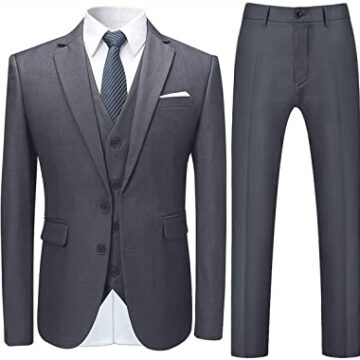 Mens Stylish 3 Piece Dress Suit Classic Fit Wedding Formal Jacket & Vest & Pants
