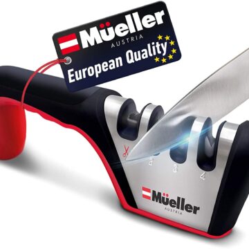 Mueller Original Premium Knife Sharpener, Heavy Duty 4-Stage Diamond Really Works for Ceramic and Steel Knives, Scissors. Easily Restores Dull to Sharp