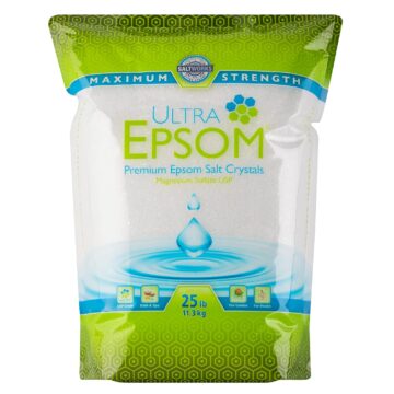 Ultra Epsom Premium Salt SaltWorks Ultra Epsom Premium Epsom Salt, Medium Grain, 25 Pound Bag