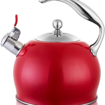 Sotya Tea Kettle Best 3 Quart induction Modern Stainless Steel Surgical Whistling Teapot-Tea Pot For Stove Top (Bright red)