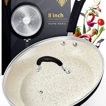 Stone Coated Nonstick Frying Pan with Lid - 8 Inch Frying Pans Nonstick Pan with Lid Skillets Nonstick with Lids Non Stick Pan Cooking Pan Fry Pan Skillet with Lid Large Frying Pan Non Sticking Pan