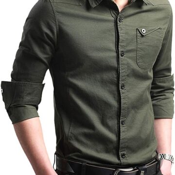 Men's Slim Dress Shirt XTAPAN Men's Casual Slim Fit Shirt Cotton Long Sleeve Button Down Dress Shirt