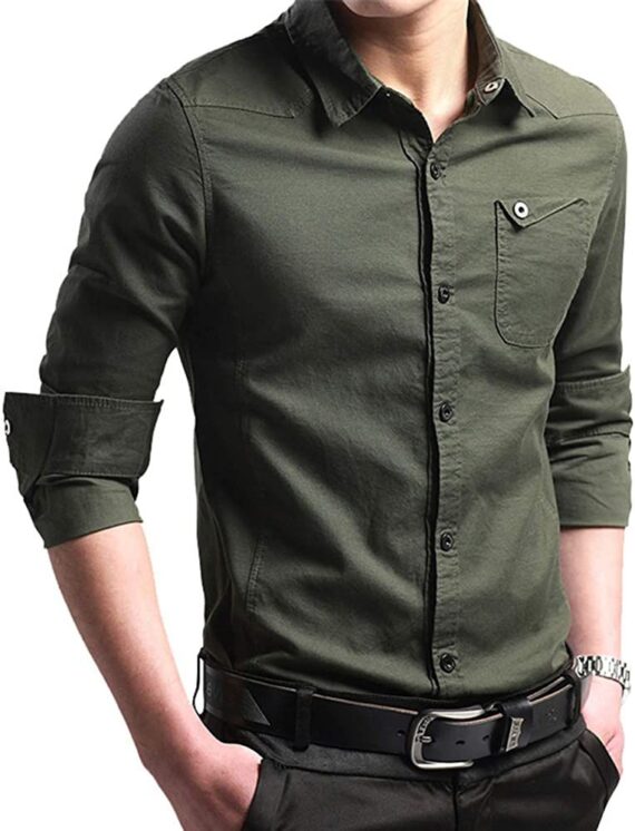 Men's Slim Dress Shirt XTAPAN Men's Casual Slim Fit Shirt Cotton Long Sleeve Button Down Dress Shirt