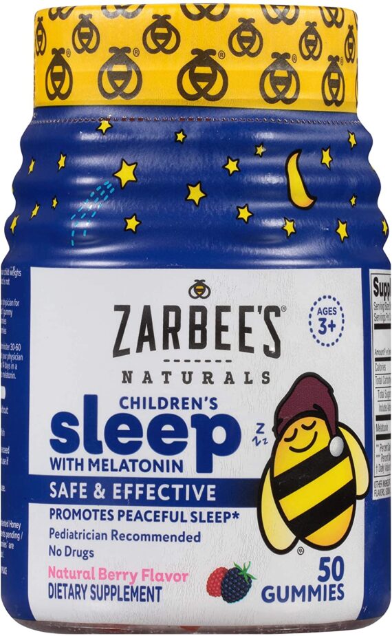Zarbee's Naturals Children's Sleep with Melatonin Supplement, Natural Berry Flavored, 50 Gummies